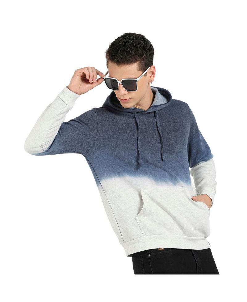 Men's Blue and Grey Pullover Ombre Sweatshirt With Ribbed Hem
