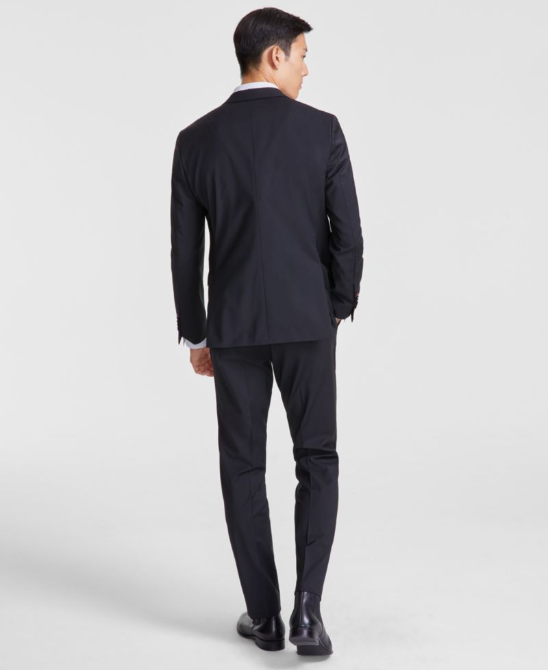 Men's Modern-Fit Solid Wool-Blend Suit Trousers