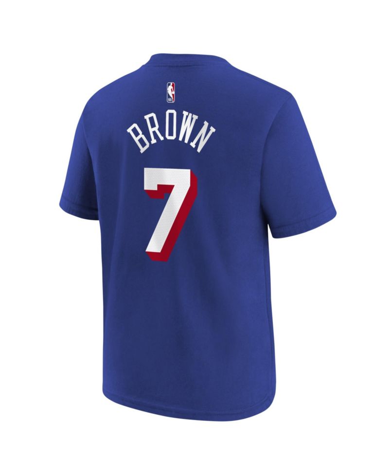 Big Boys and Girls Jaylen Brown Royal Philadelphia 76ers Icon Name & Number T-Shirt