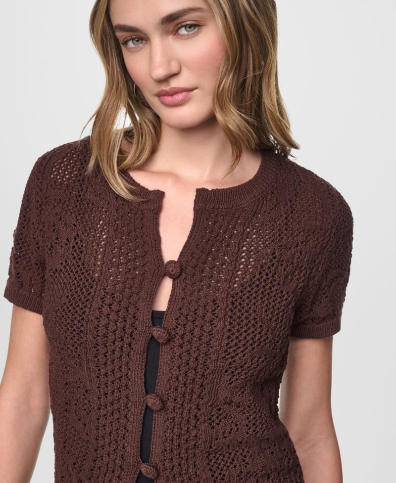 Women's Short-Sleeve Crewneck Cardigan