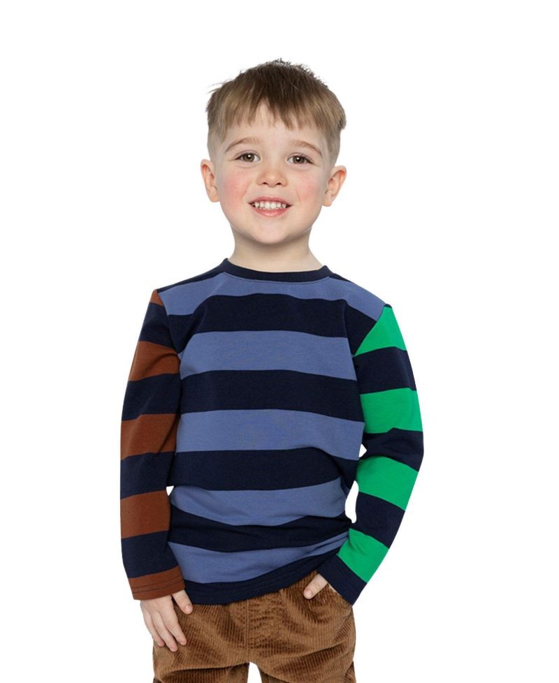 Little and Big Boy Large Striped Long Sleeve T-Shirt