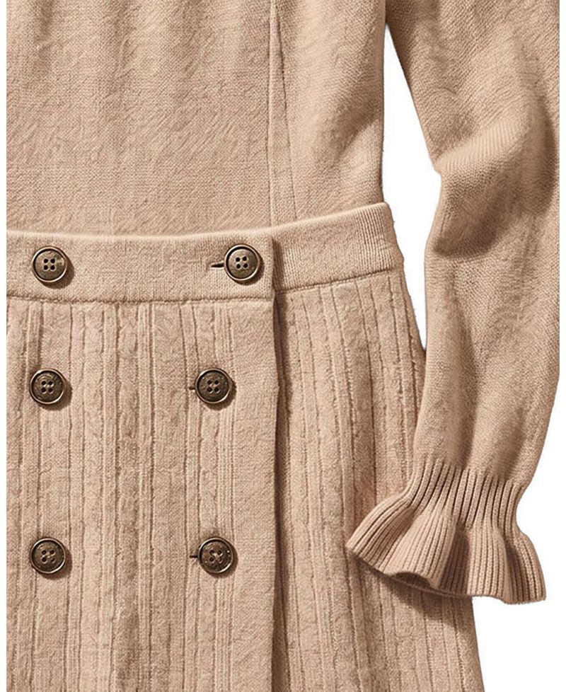 Big Girls (6-12) Organic Mock Neck Ruffle Edge Sweater Dress