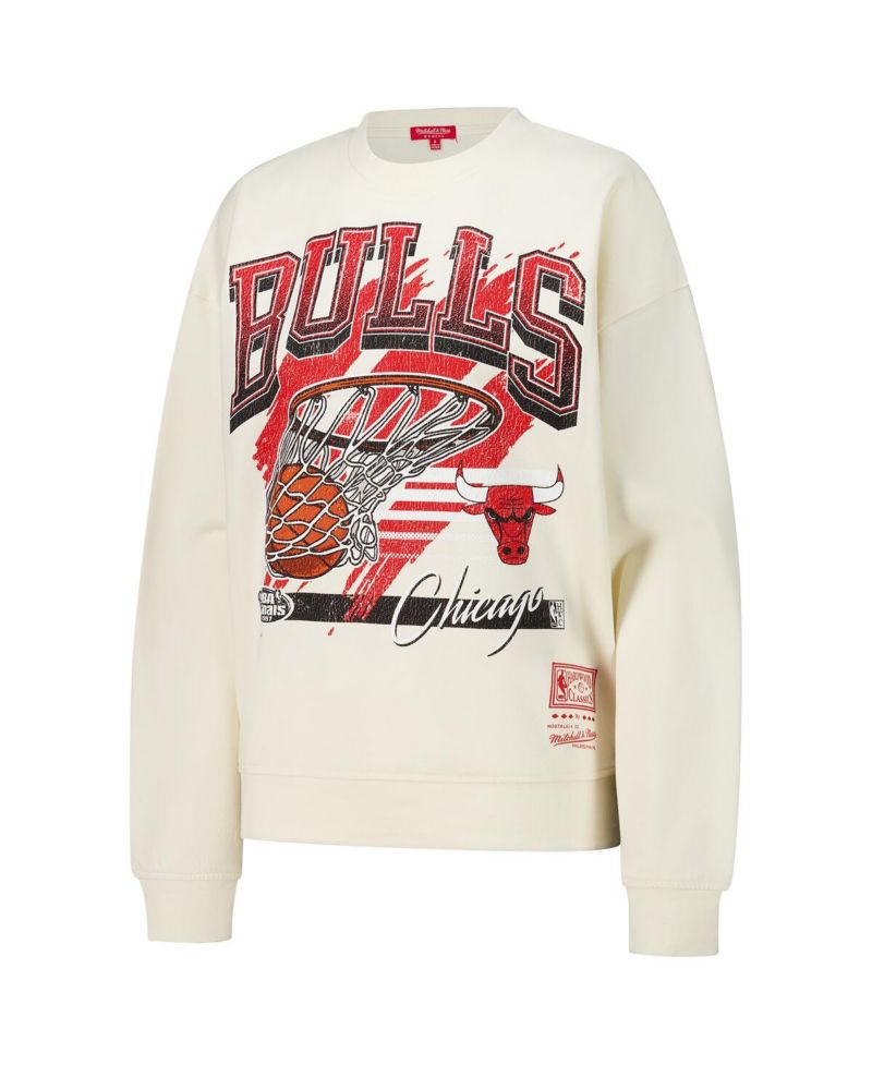 Women's Cream Chicago Bulls Brush Bucket Pullover Sweatshirt