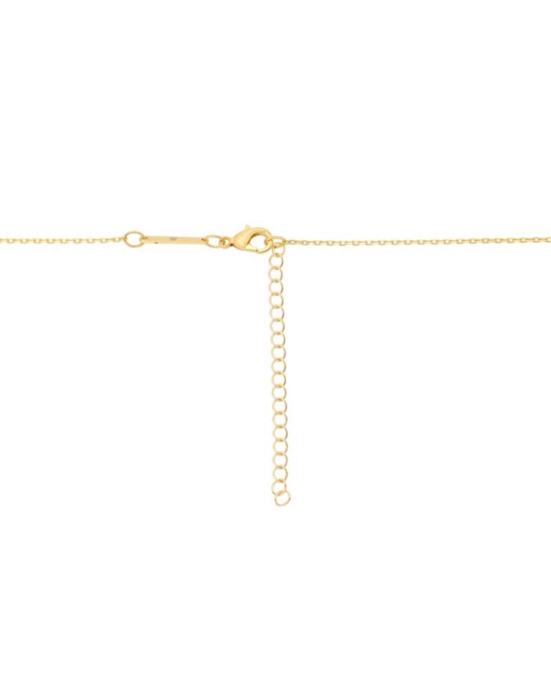 Cubic Zirconia Gold-Tone Plated Malachite Stone Cluster Charm Necklace