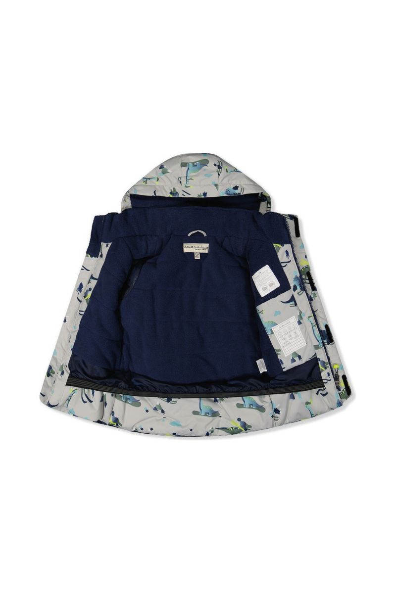 Little Boys 6-8 Two Piece Discover Snowsuit Grey Skiing Dinosaur Print