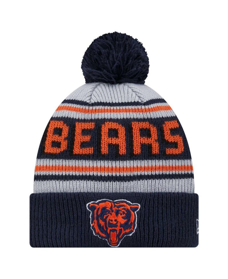 Big Boys and Girls Navy Chicago Bears Main Cuffed with Pom Knit Hat