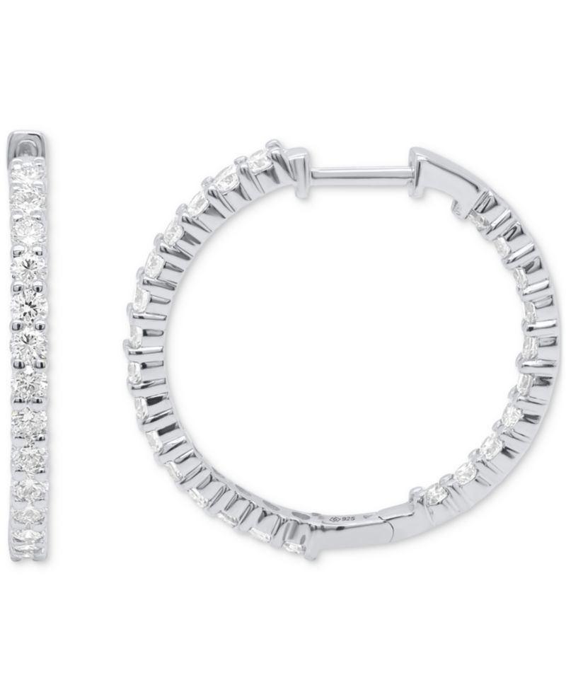 Lab Grown Diamond Hoop Earrings (2 ct. t.w.) in Sterling Silver or 14K Gold-Plated Sterling Silver
