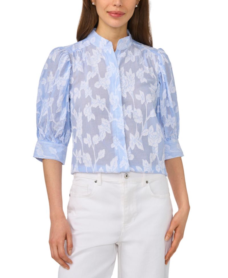 Women's Open Collar Striped Top