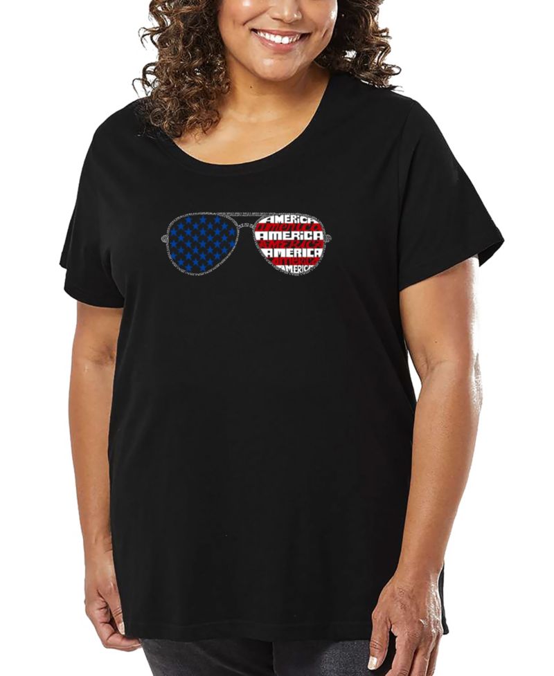 Plus Size Americana Sunglasses Word Art T-Shirt