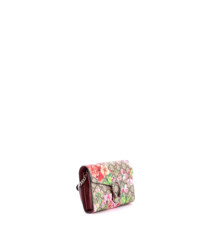 Small Dionysus Chain Wallet Blooms Print GG Coated Canvas
