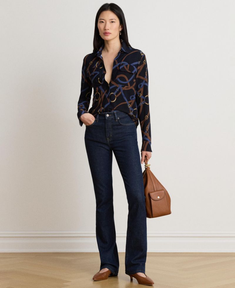Women's Belting-Print Stretch Jersey Shirt
