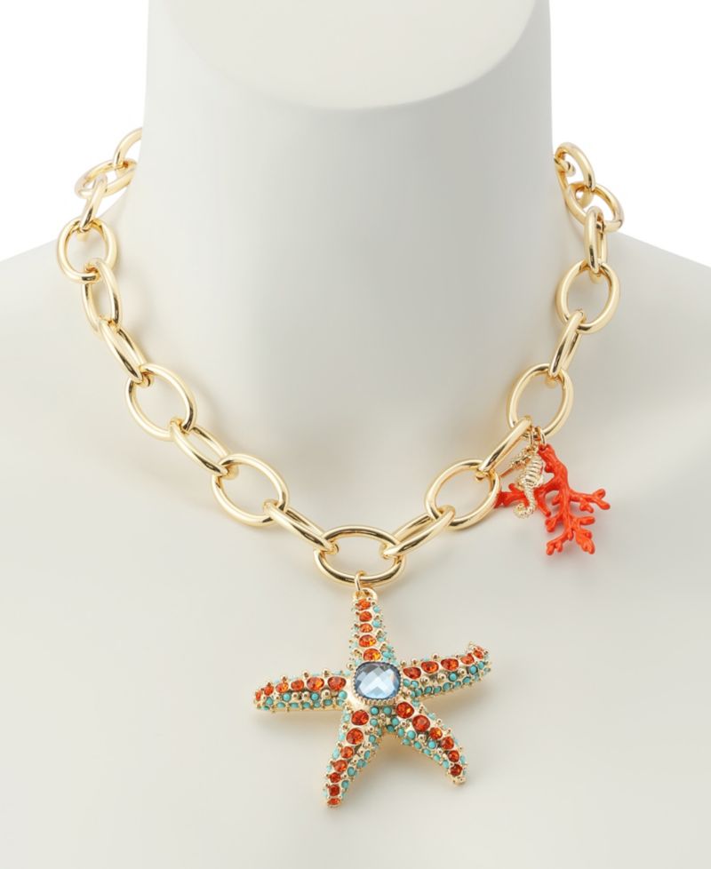 Faux Stone Starfish Pendant Necklace
