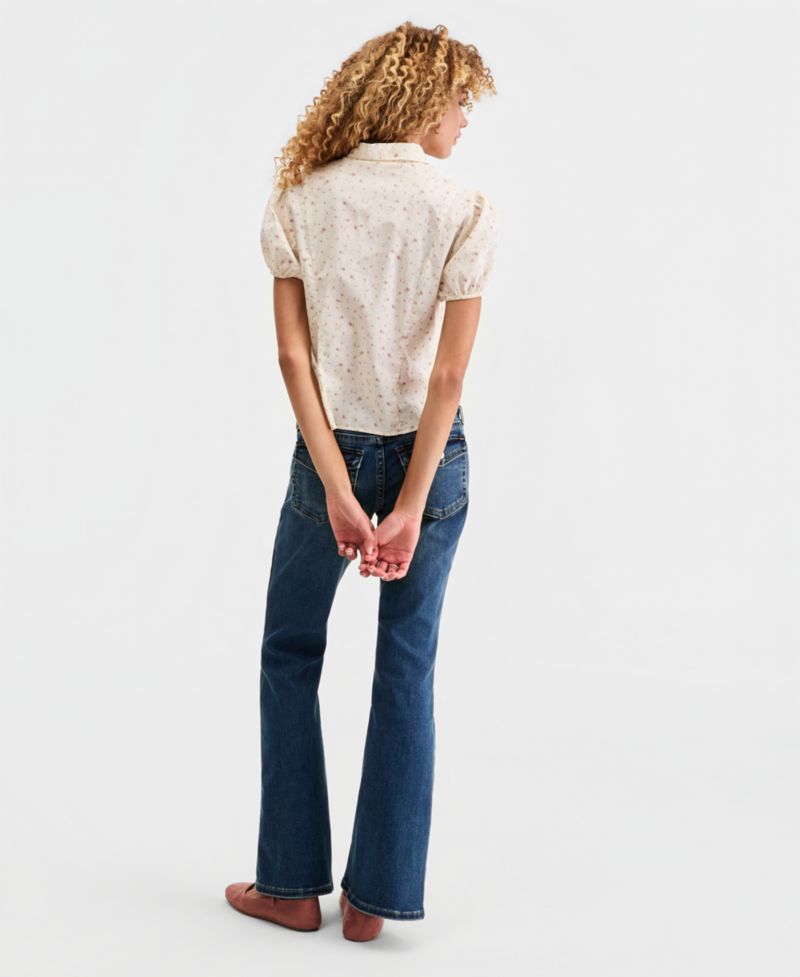Women's Cotton Puff-Sleeve Button-Down Shirt