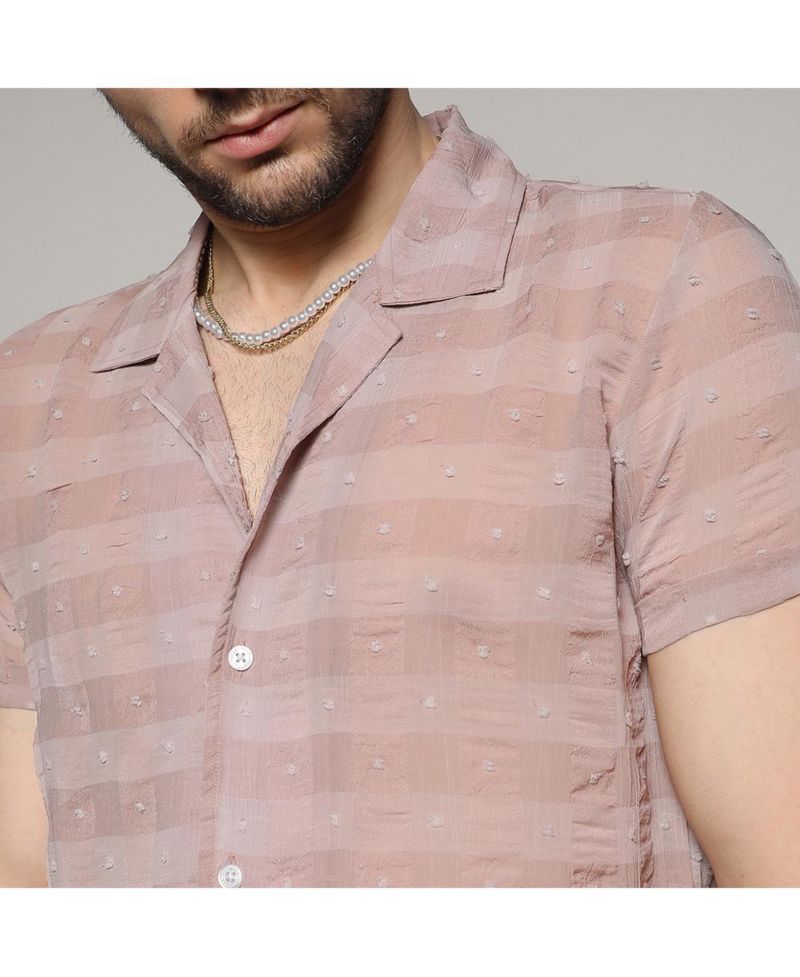 Men's Brown Self-Design Buffalo Check Shirt