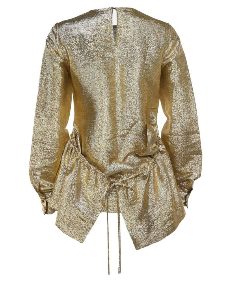 Women's Lurex Gathered Lame Peplum Blouse