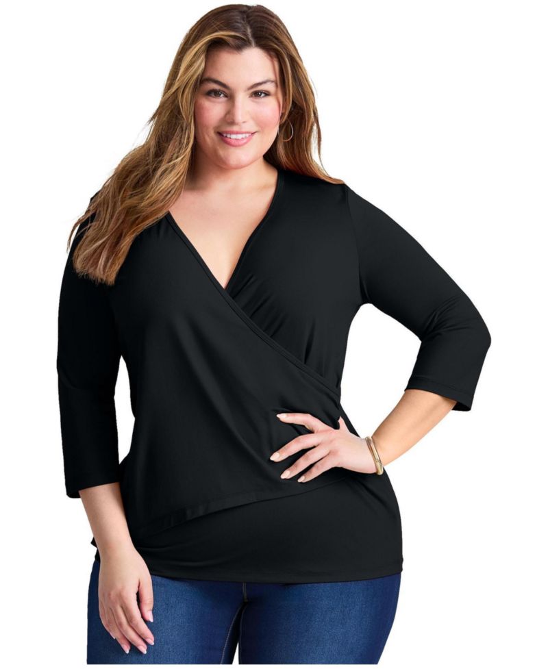 Women's Side Ruched Faux Wrap Top