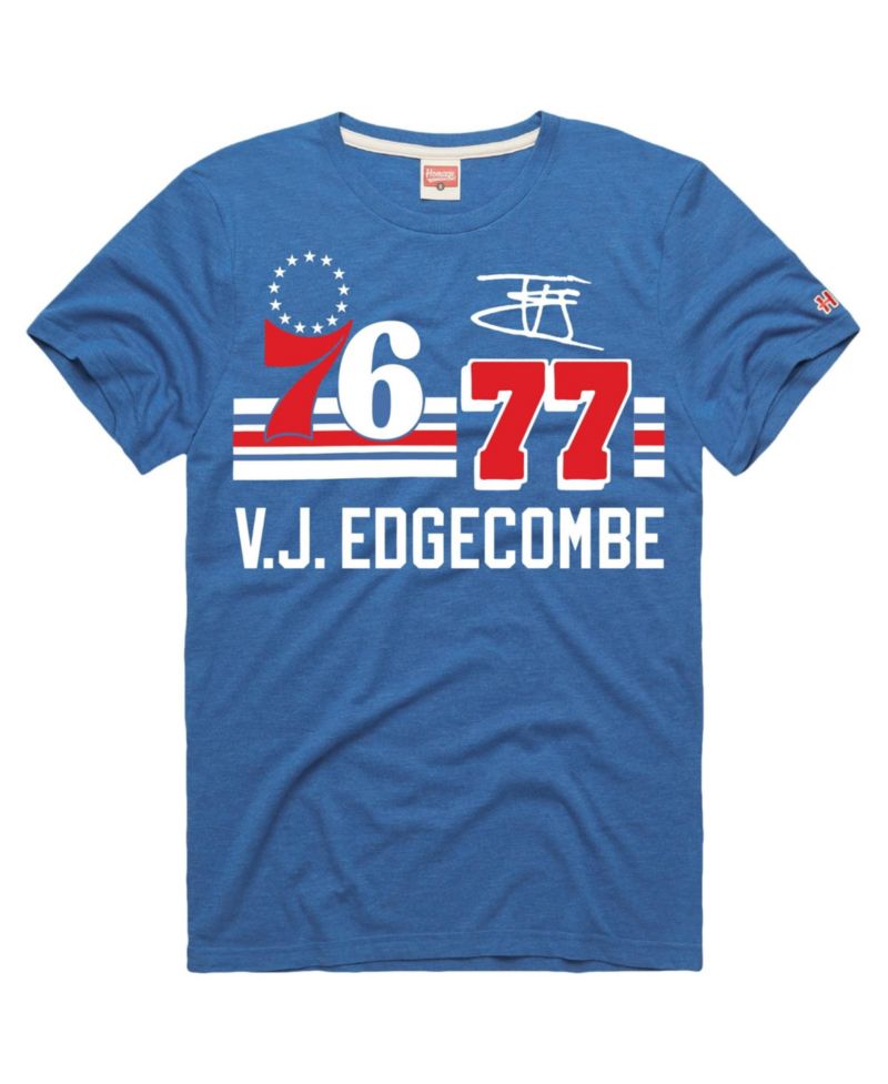 Men's and Women's VJ Edgecombe Royal Philadelphia 76ers Jersey Remix Tri-Blend T-Shirt