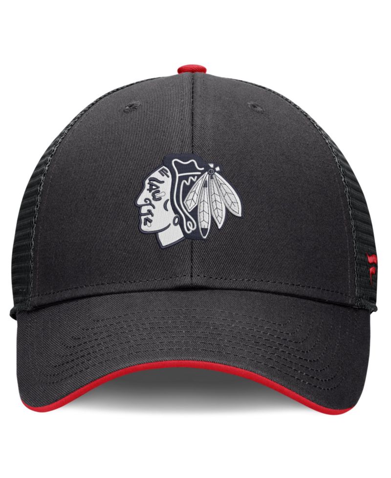 Men's Black Chicago Blackhawks Fundamental Limits Trucker Adjustable Hat