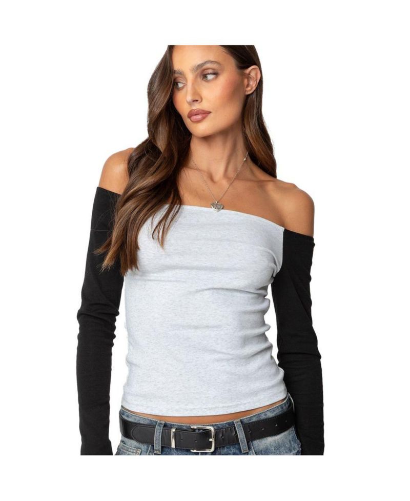 Women's Contrast Off Shoulder Top