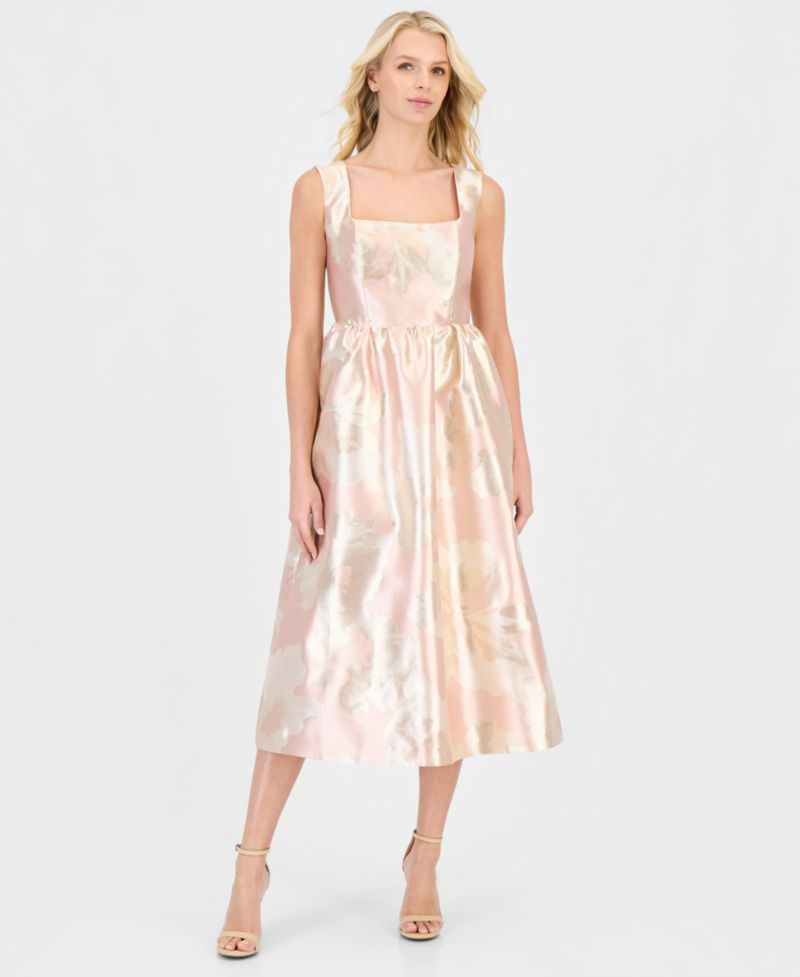 Women's Square-Neck Open-Back Midi Dress