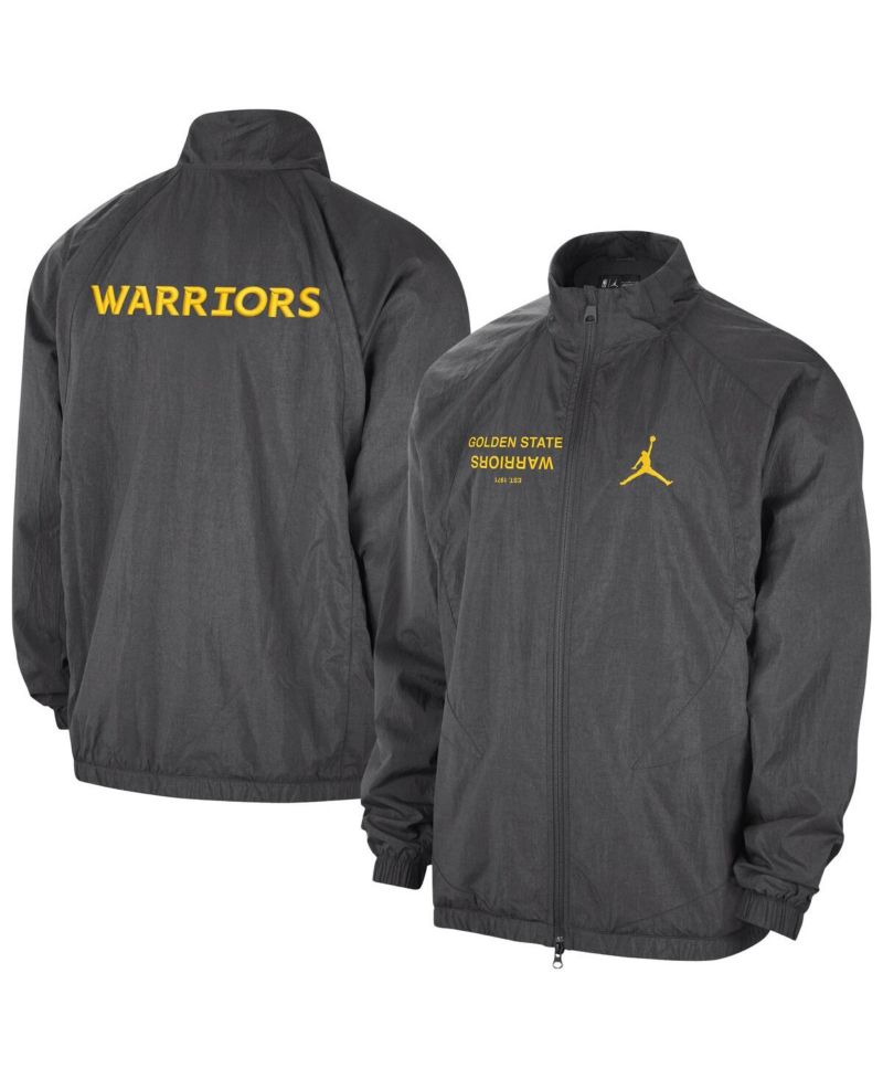 Men's Gray Golden State Warriors Courtside Statement Edition Jumpman Jam Full-Zip Jacket