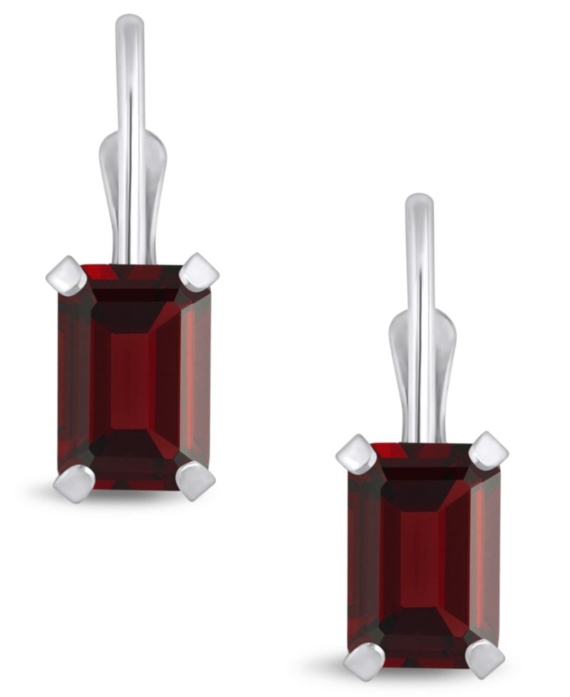 Gemstone Leverback Earrings in 10K White Gold