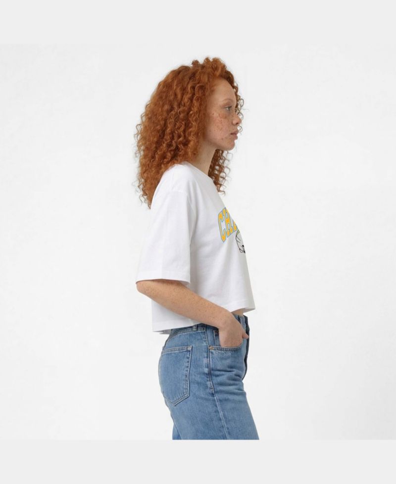 Women's White Los Angeles Chargers Boyfriend Cropped T-Shirt