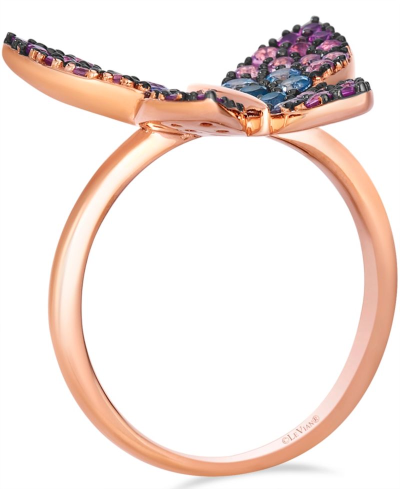 Sapphire Ombre Butterfly Ring (1.15 ct. t.w.) in 14k Strawberry Gold