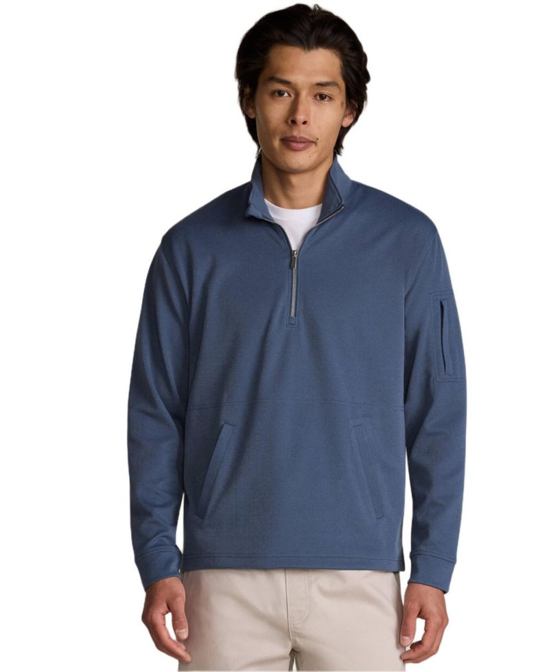 Men's Long Sleeve Cooling Performance Pique Quarter Zip