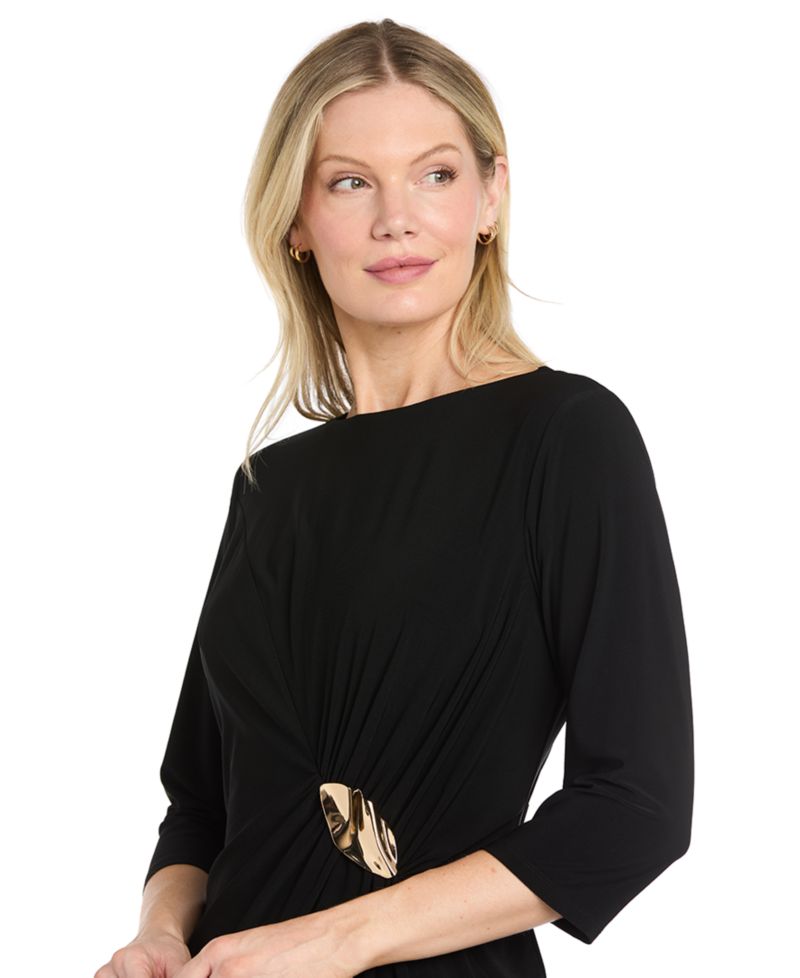 Women's Jersey Side-Drape Hardware Dress