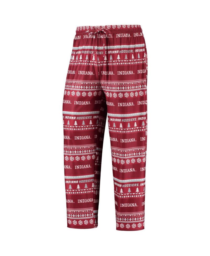 Men's Crimson Indiana Hoosiers Ugly Sweater Long Sleeve T-shirt and Pants Sleep Set