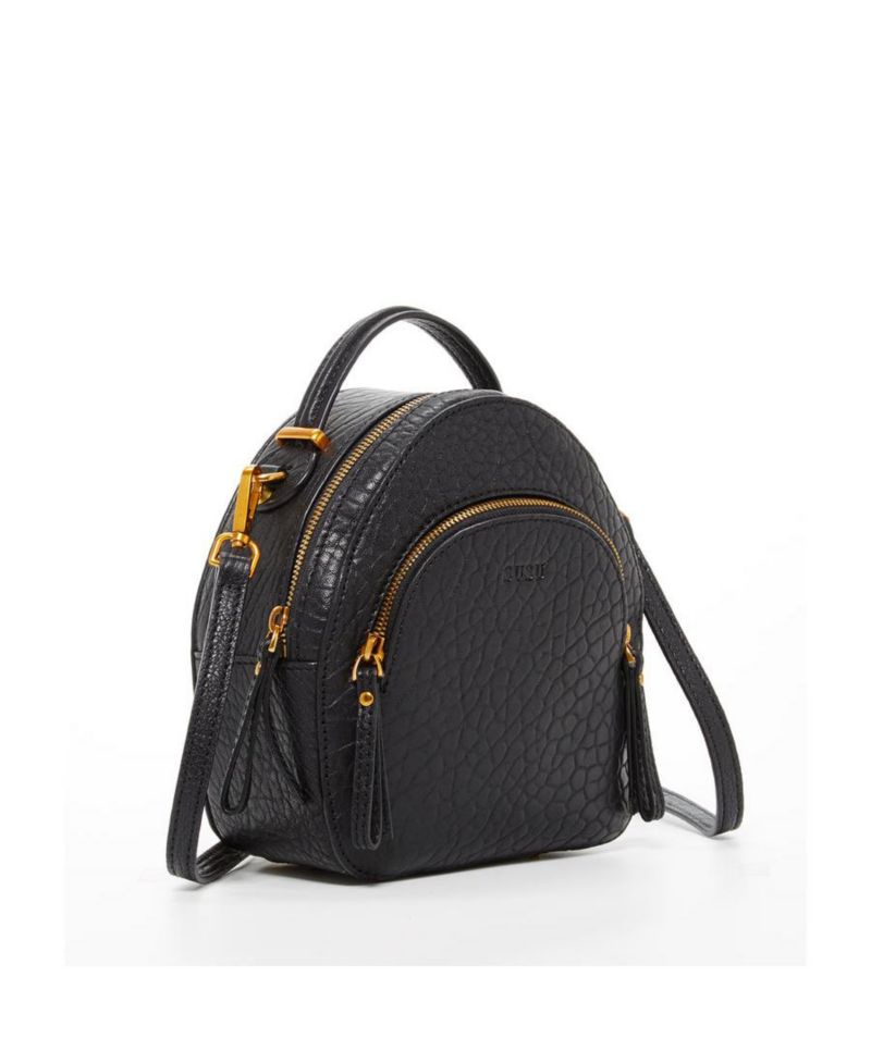 Small Black Leather Backpack Purse for Women Convertible Crossbody Bag Women's Handbag