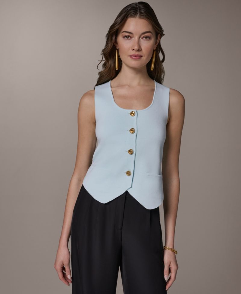 Women's Scoop Neck Button-Up Sweater Vest