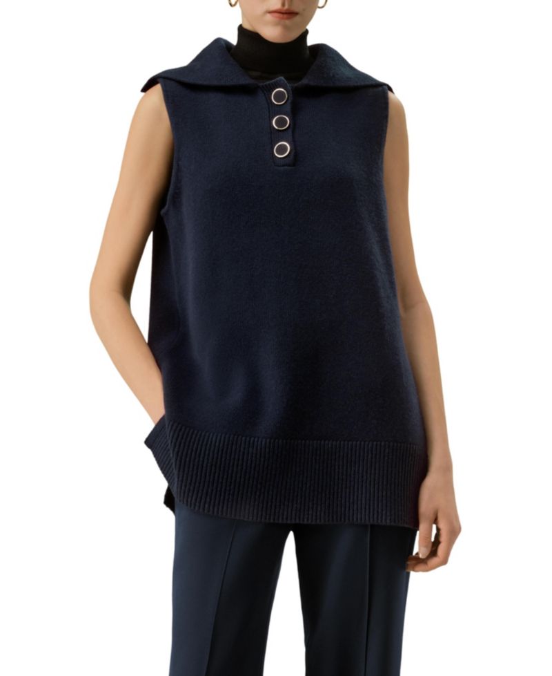 Women's Wool-Cashmere Blend Vintage-Inspired Sailor Collar Top