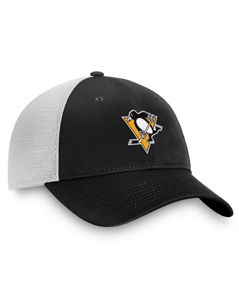 Men's Black/White Pittsburgh Penguins Core Primary Logo Trucker Adjustable Hat