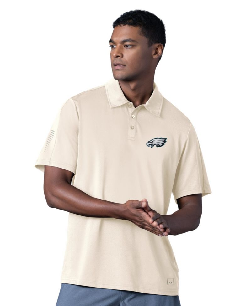 Men's Cream Philadelphia Eagles Tournament Polo Shirt