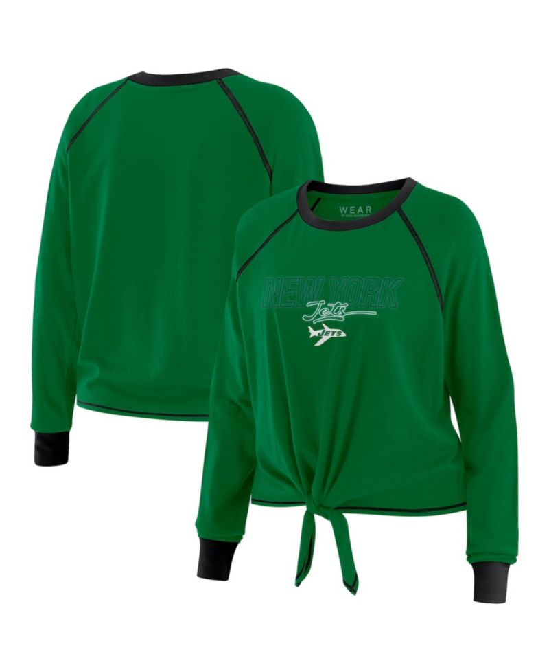 Women's Green New York Jets Tie-Front Long Sleeve T-Shirt