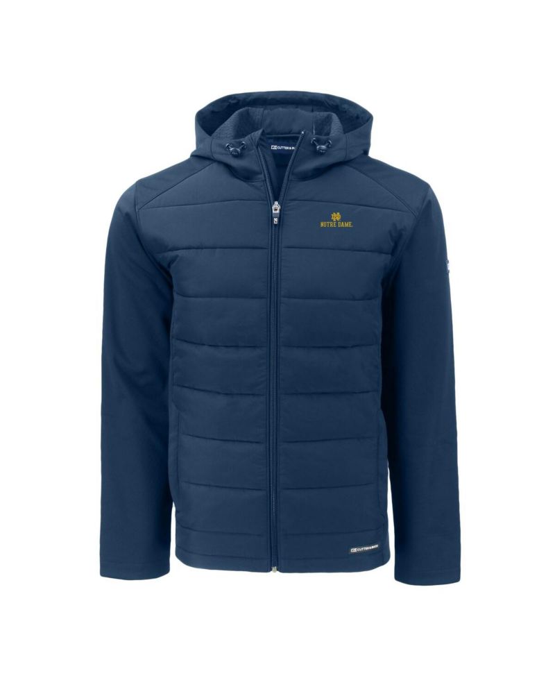 Men's Navy Notre Dame Fighting Irish Evoke Hybrid Softshell Full-Zip Hoodie Jacket