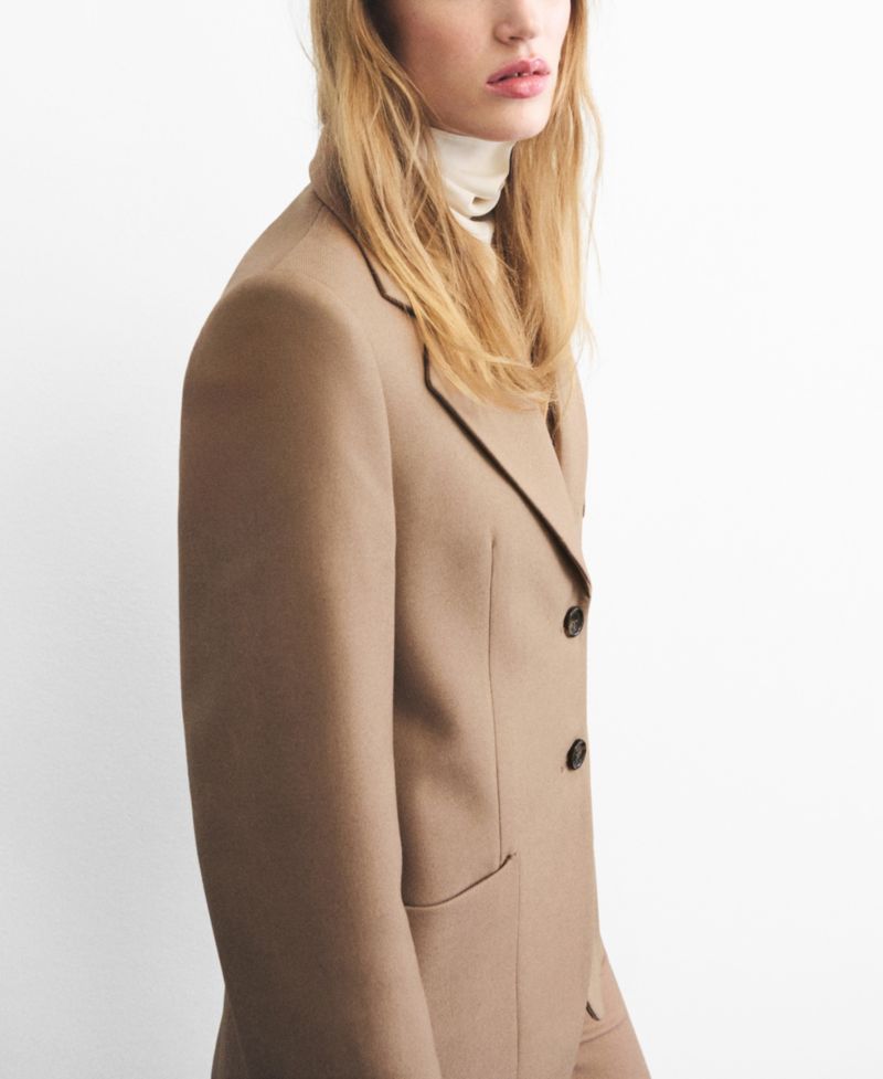 Women's Pockets Wool Blend Suit Blazer