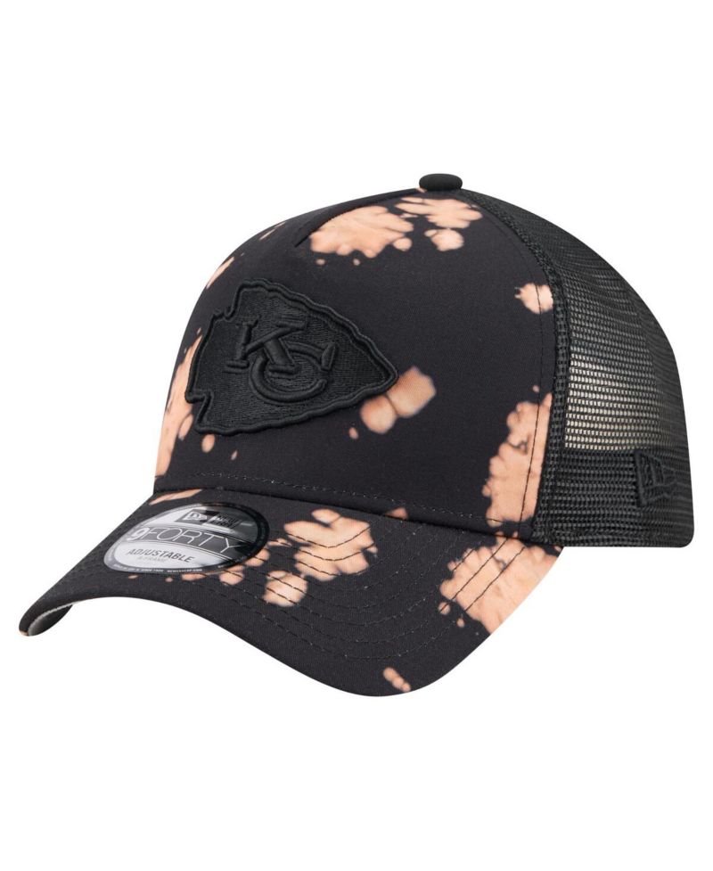 Men's Black Kansas City Chiefs Bleached 9FORTY A-Frame Adjustable Hat