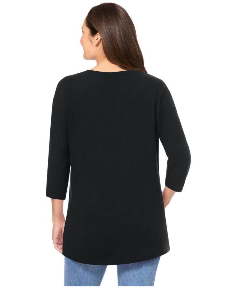 Plus Size Perfect Three-Quarter Sleeve Crewneck Tee