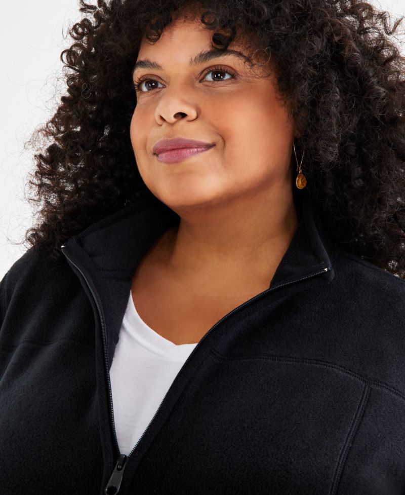 Plus Size Polar Fleece Zip-Front Jacket