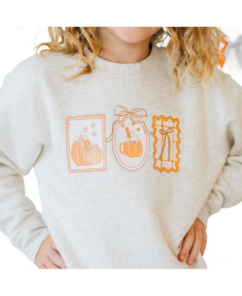 Little Girls Pumpkin Cameo Sweatshirt