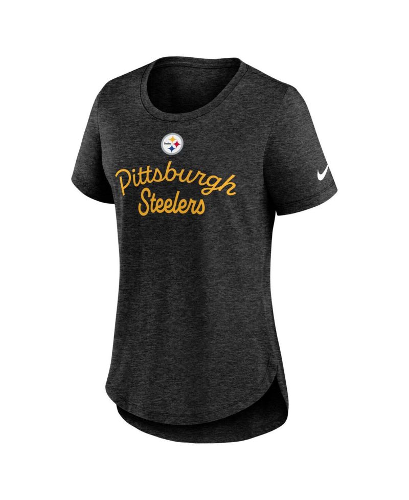 Women's Black Pittsburgh Steelers Script Tri-Blend T-Shirt