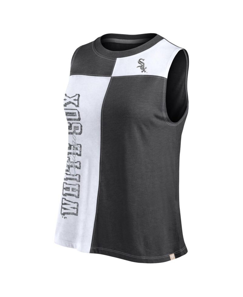 Women's Black/White Chicago White Sox Color-Block Tank Top