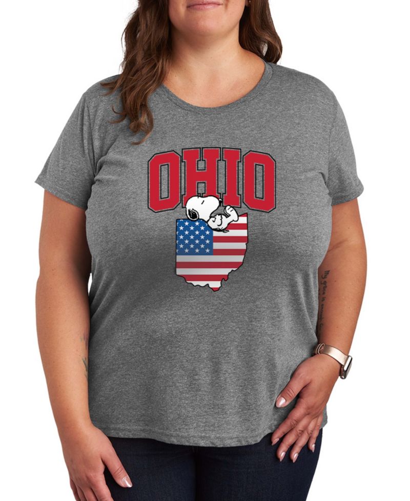 Plus Size Peanuts Ohio Snoopy Graphic Crewneck T-Shirt