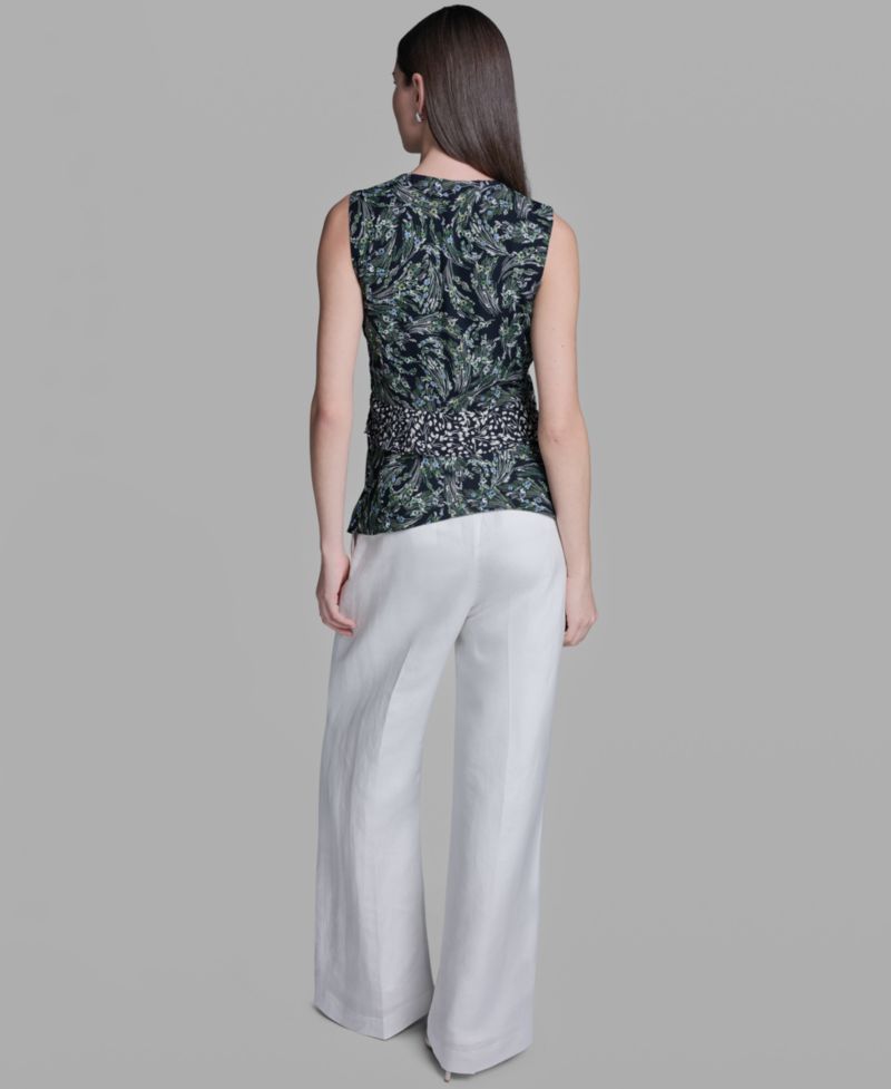 Women's Sleeveless Wrap Front V-Neck Polyester Top