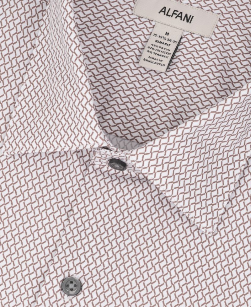 Men's Geometric Pattern Spread Collar Dress Shirt