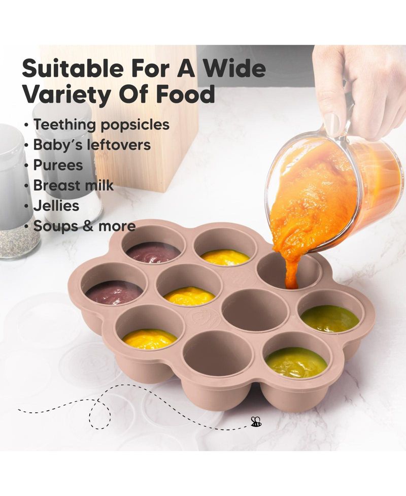 Prep Silicone Baby Food Freezer Tray with Clip-on Lid, 2oz x 10 Silicone Freezer Molds, BPA-Free Baby Food Storage