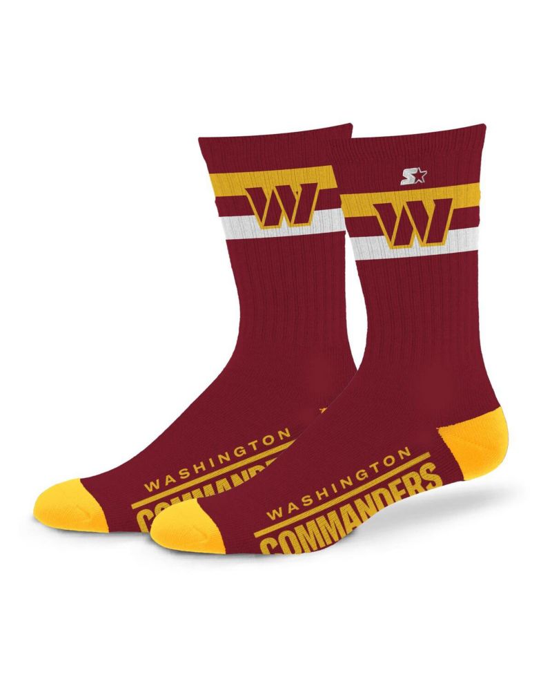 Men's and Women's Washington Commanders Team Color Two-Stripe Crew Socks